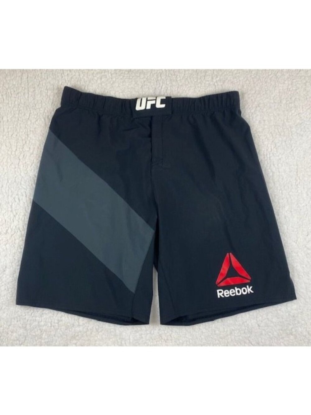 Reebok UFC Shorts Black Gray Fighter Combat Shorts Men's Size 38x10 High-Waist